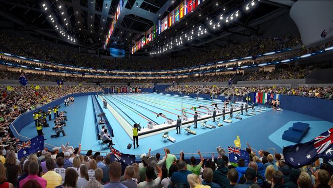 Artist’s impression of the interior of the drop-in pool to be built for the 2032 Brisbane Olympic Games.