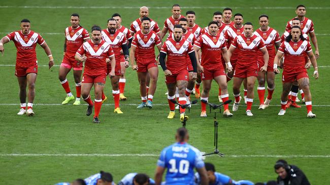 Spencer Leniu has called on officials to introduce an annual three-Test series between Samoa and Tonga that would rival State of Origin. Picture: Michael Steele/Getty Images