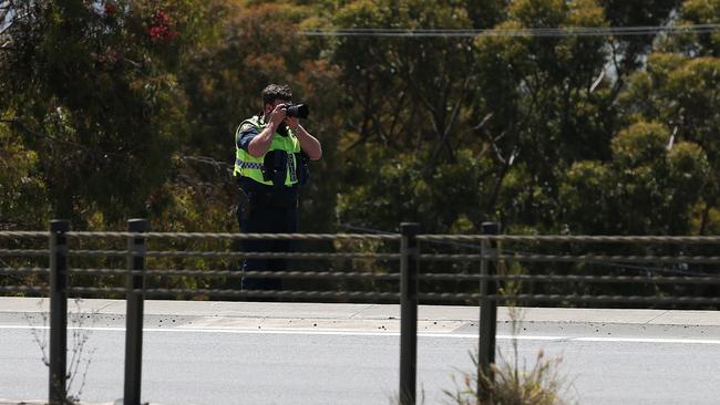 Tasmanian Police re-attended the scene of the fatal pedestrian crash on the Brooker Highway. Picture: Zak Simmonds