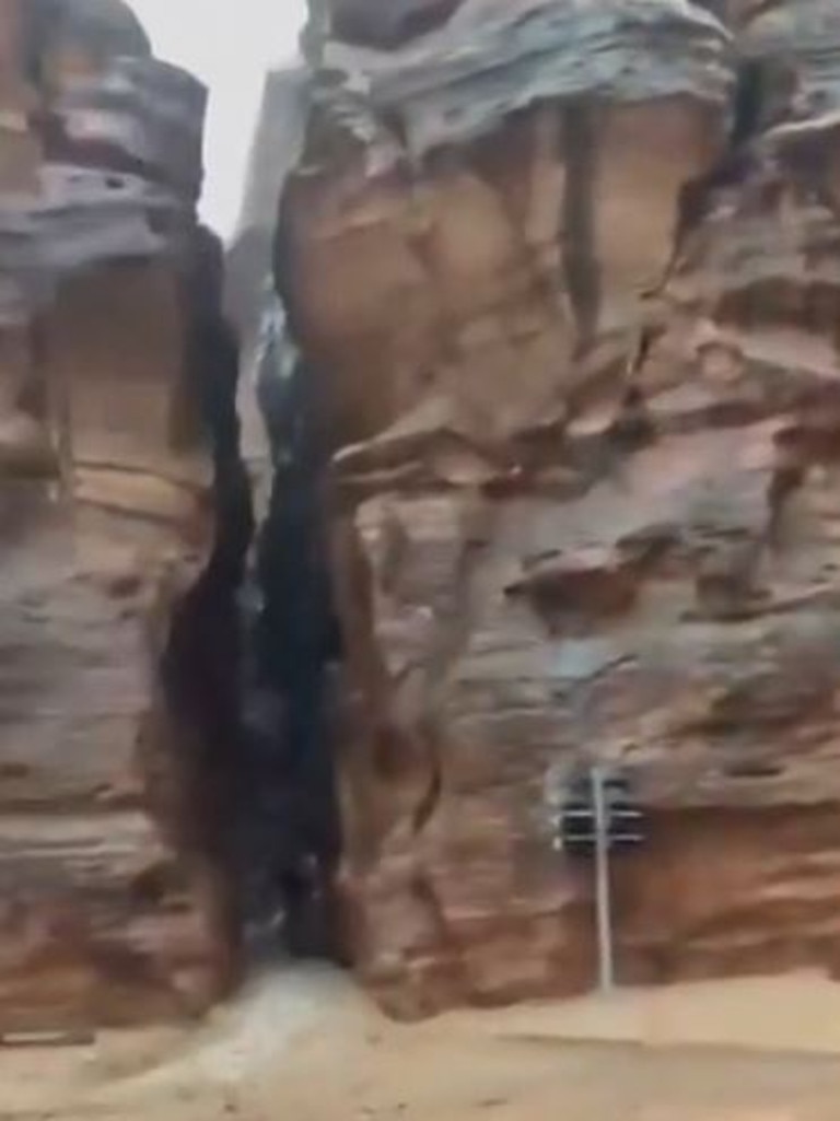 Floodwater gushed into the gully and overwhelmed the passages.