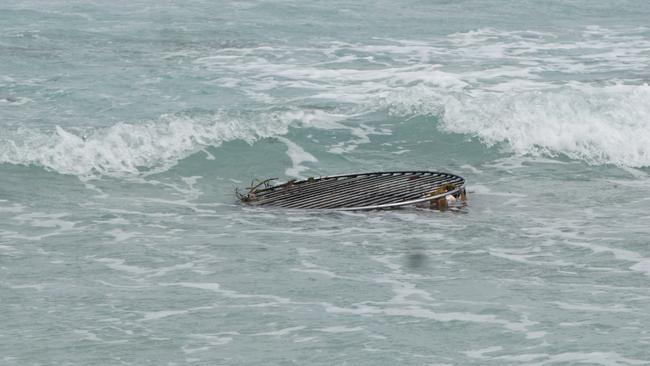 A cray pot washed up after a boat capsized off the coast of Carpenter Rocks. Picture: Jessica Ball