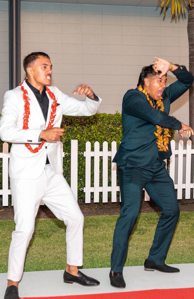 Jaffahl Skillington and Nehemiah Wuatai-Davis at Mackay State High School, Mackay Turf Club Saturday 14 October 2023 Picture: Michaela Harlow