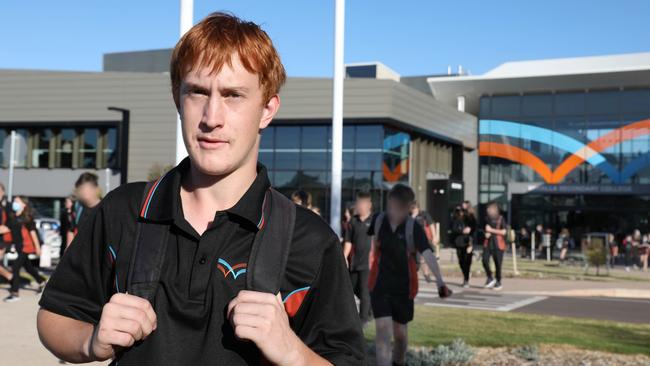 Year 11 student Jesse Traum outside the school. Picture Dean Martin