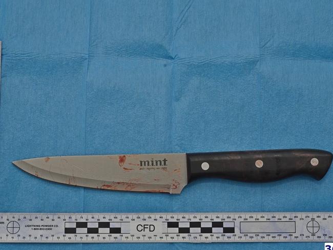 The knife used by stalker Luay Sako murder his former colleague Celeste Manno.