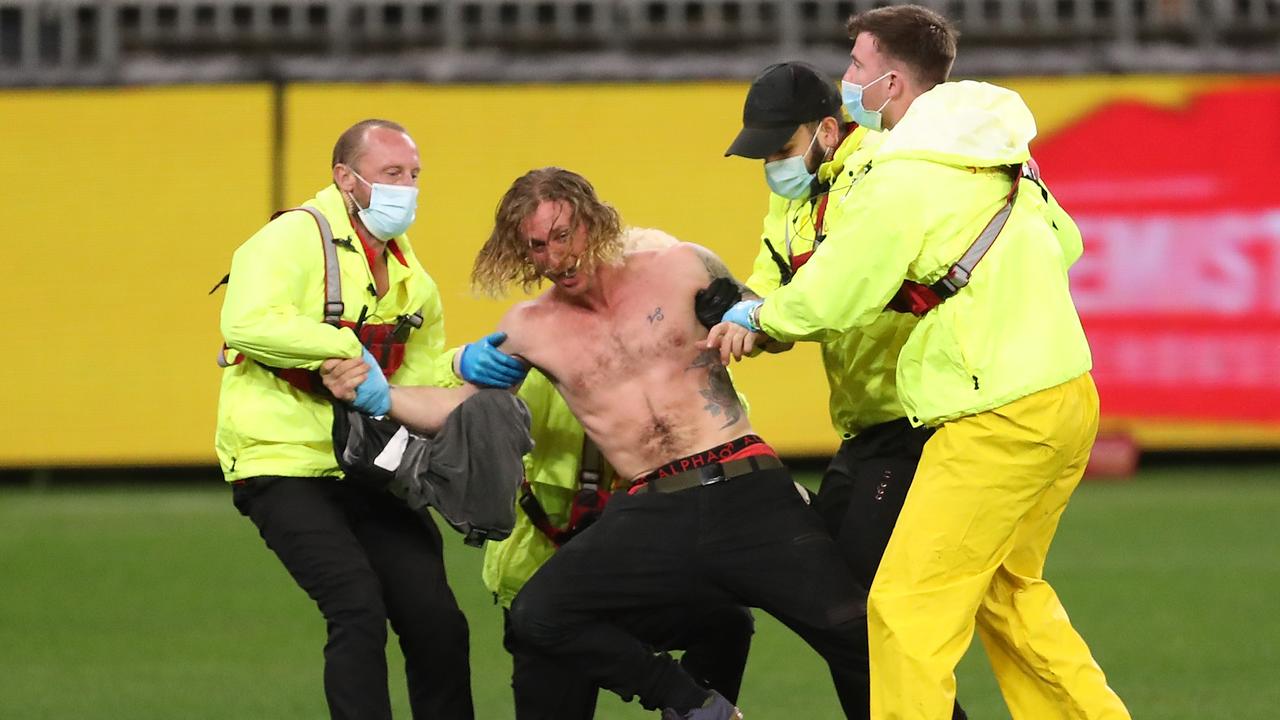 A pitch invader marred an otherwise successful return to footy for crowds (Photo by Paul Kane/Getty Images).
