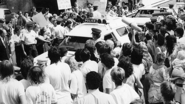 Angry crowds turned out when the murderers were arrested.