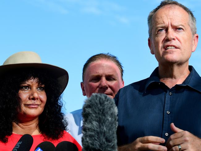 Opposition Leader Bill Shorten (right) with Senator Malarndirri McCarthy recently