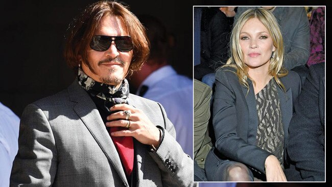 Johnny Depp outside court, left. His former wife, Amber Heard claims he once pushed British model Kate Moss, right, down a flight of stairs. Pictures: Getty Images/Dominique Charriau