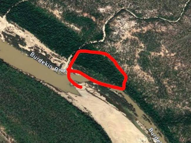 Location of Skeletal remains found on the Burdekin River