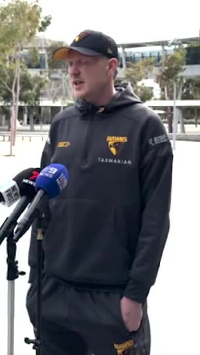 Hawthorn captain James Sicily speaks at Adelaide airport after altercation