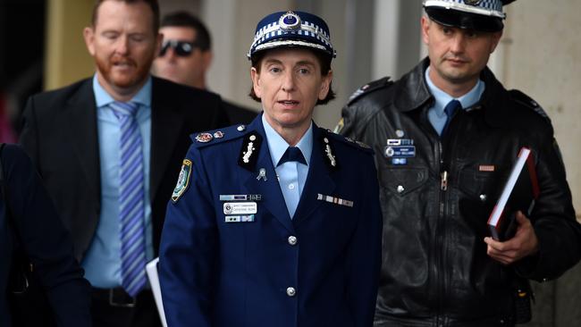 NSW Police deputy commissioner Catherine Burn arrives at the inquest into the Lindt Cafe siege this morning. Picture: AAP/Dan Himbrechts