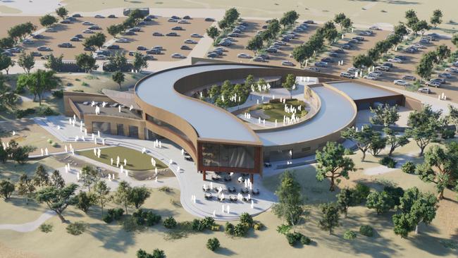 An aerial view artist’s impression of plans for a redeveloped Monarto Zoo. Picture: Supplied