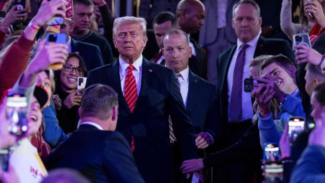 US president-elect Donald Trump arriving at a MAGA victory rally at Capital One Arena in Washington on January 19, one day ahead of his inauguration ceremony. Picture: AFP