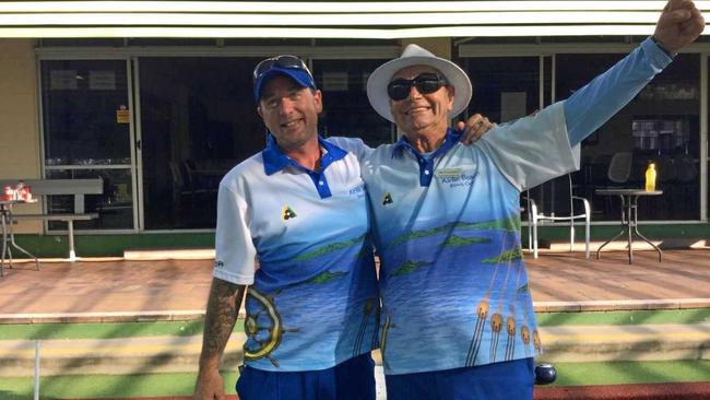 HAPPY DAYS: Airlie Beach duo John Beach Junior and Nik Fernbach landed success in the B Grade men's pairs in Mackay last week.