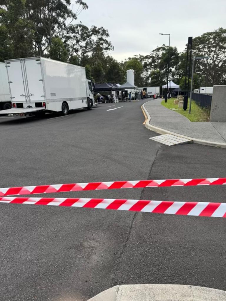 TV crews used the hospital’s carpark while filming last November. Picture: Supplied