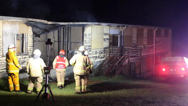 Fire crews attending the October 29 fire at Carinya Education Park on Blair St, New Norfolk. Photo: Damian Bester / New Norfolk News