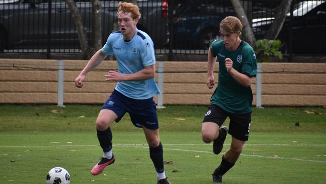 GPS First XI football action between Brisbane Boys College and Brisbane Grammar School. Saturday April 22, 2023. Picture: Nick Tucker.