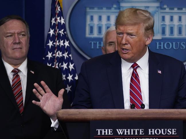 US Secretary of State Mike Pompeo with President Donald Trump. Picture: Evan Vucci/AP