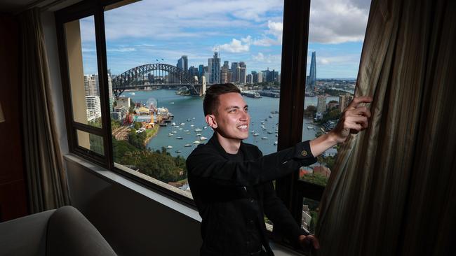 Bailey Ward, event co-ordinator at the View Hotel in Sydney, has pulled back the curtain on one of the city’s best views. Picture: Justin Lloyd