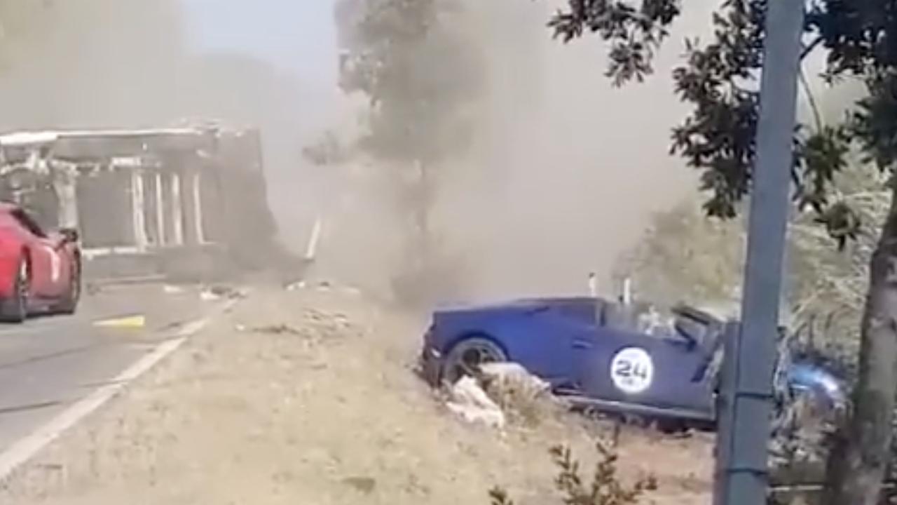 The Lambo that was driven by Vikas Oberoi at a supercar tour in Sardinia. Picture: Jam Press