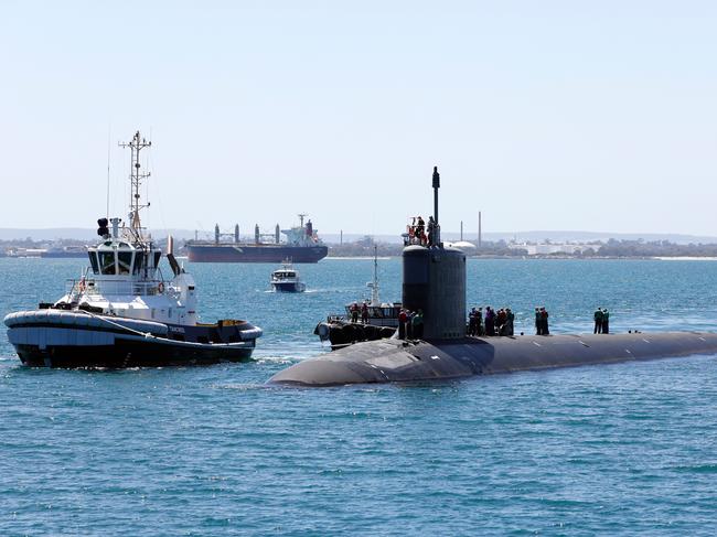 United States Navy Virginia Class submarine USS Mississippi arrives at Fleet Base West, Rockingham, Western Australia for a routine port visit. *** Local Caption *** United States Navy Virginia Class submarine USS Mississippi has arrived at Fleet Base West, Rockingham, Western Australia. The submarine is in Australia for a routine visit to provide respite for the crew. The visit reflects the ongoing strength of Australia’s alliance with the United States and builds on the visits of nuclear-powered submarines from AUKUS partners over the last 60 years.