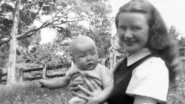 Gwen and baby John at Fern Tree in 1947. Picture: Fryer Library, University of Queensland