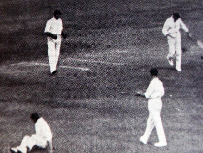 Victor Trumper leaves the crease after being caught out in the last Test he played at the SCG, in 1912. Picture: From Grassy Pitches And Glory Years by Philip Derriman