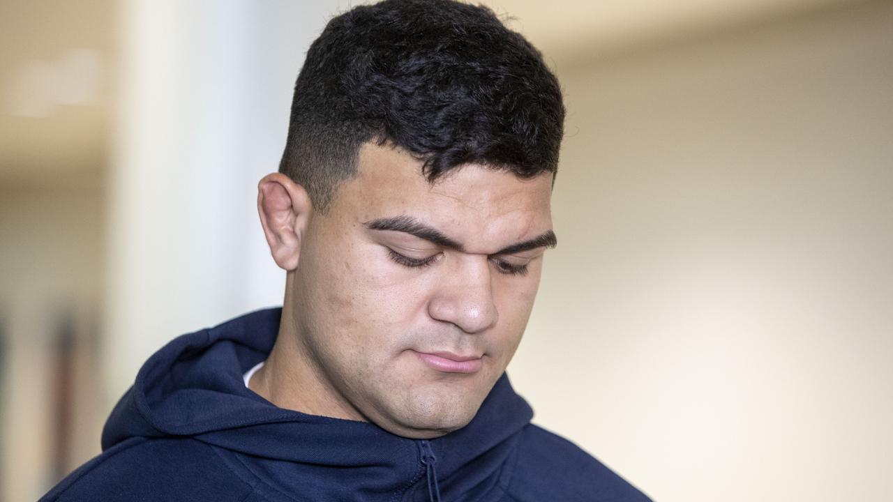 David Fifita at Brisbane International Airport after arriving home from Bali in 2019.