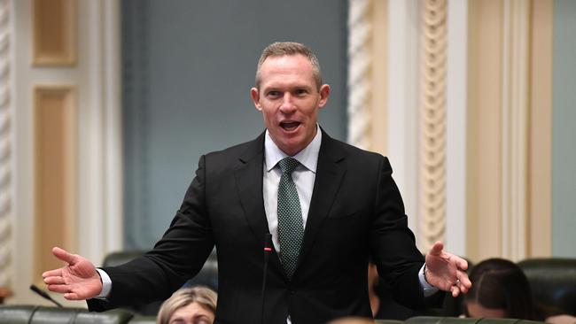 Queensland Minister for Energy, Renewables and Hydrogen and Minister for Public Works and Procurement Mick de Brenni speaks during Question Time at Parliament House in Brisbane. Picture: NCA NewsWire / Dan Peled