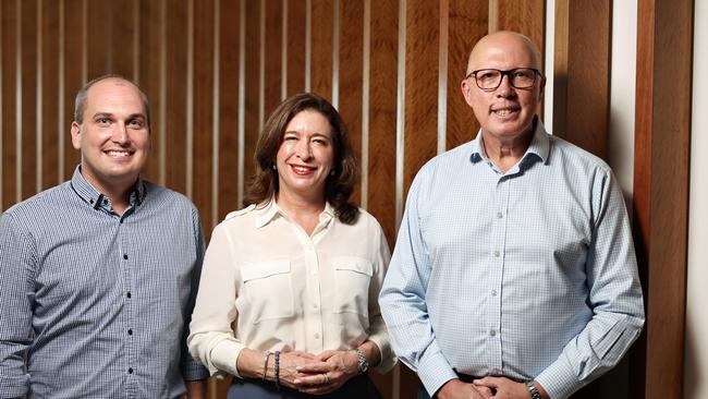 LNP candidate for Leichhardt Jeremy Neal, Queensland senator Susan McDonald and federal opposition leader Peter Dutton have announced the Northern Australia Infrastructure Facility will become permanent under a coalition government. Picture: Brendan Radke