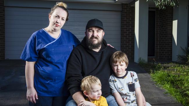 Nurse and mum Amanda Rhind with her husband Simon Terry and two boys, Hunter and Jack.