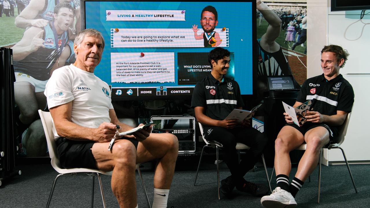 Port Adelaide legend Russell Ebert at work with the Power’s community programs last year. Picture: AAP/Morgan Sette