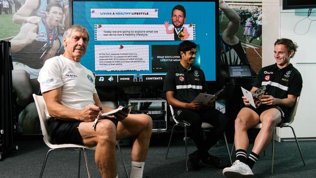 Port Adelaide legend Russell Ebert at work with the Power’s community programs last year. Picture: AAP/Morgan Sette