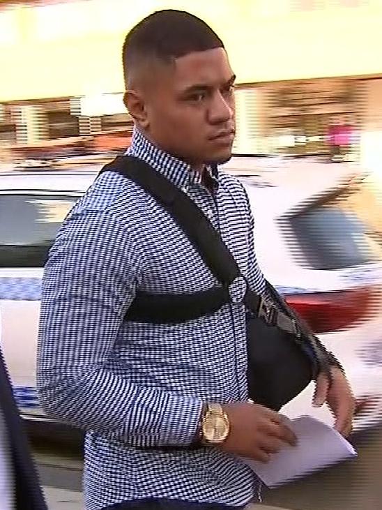 Fainu arrives at court with his lawyer on Wednesday. Picture: 7 News