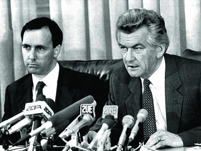 Then treasurer Paul Keating, left, with former prime minister Bob Hawke, whose leadership led to significant reforms.