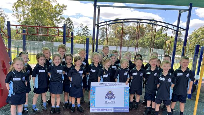 The Prep students enjoying their first day St Mary's Catholic Primary School.