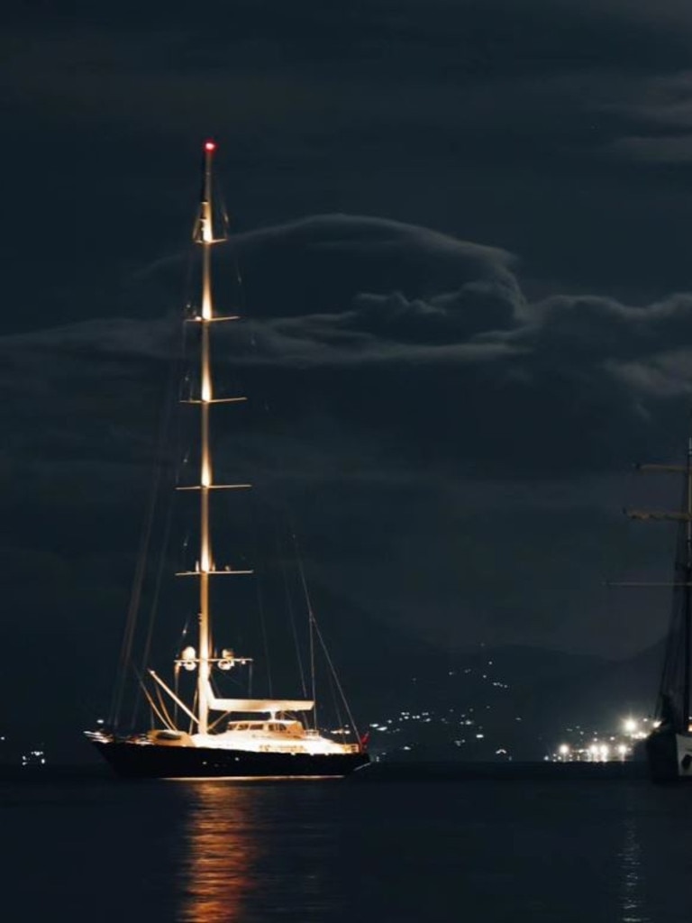 An eerie image of the boat on Sunday night before it sank. Picture: Fabio La Bianca