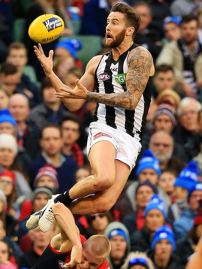 Jeremy Howe’s spectacular grab against Melbourne was expected to win mark of the year. Picture: Mark Stewart