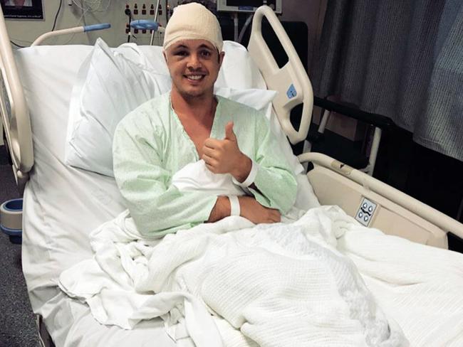 Johnny Ruffo recovering from his brain operation. Picture: Instagram