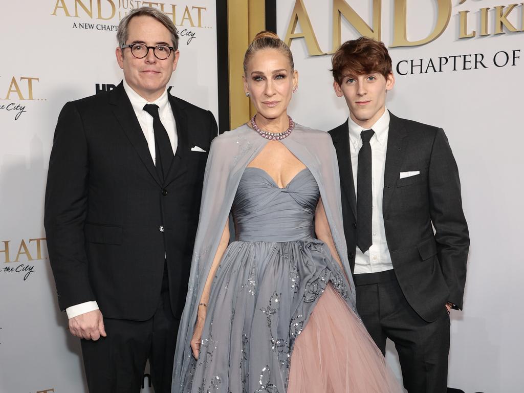 James (seen here in 2021 with Parker and Broderick) has worked as an actor just like his parents. Picture: Getty Images
