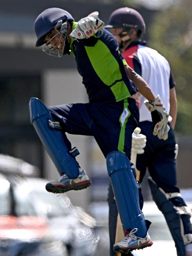 VTCA keeper Chetan Arjun (Keilor) celebrates a caught-behind. Picture: Andy Brownbill