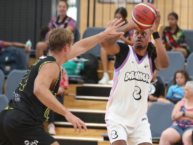 Basketball Queensland First Nations Championships at Coomera.  Dreamers (white) v Erub Utd. Picture Glenn Hampson