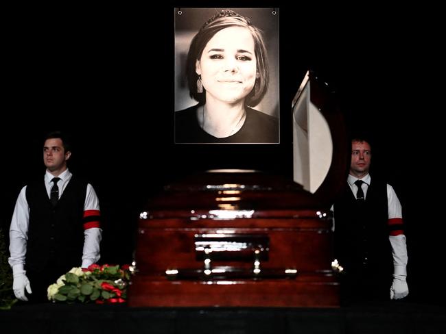 Alexander Dugin attends a farewell for daughter Daria Dugina. Picture: AFP