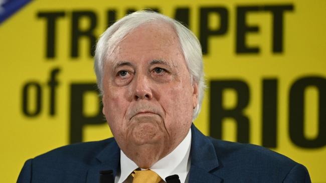 Businessman Clive Palmer speaks at a press conference after the federal election campaign launch of the 'Trumpet of Patriots' party. Picture: Dan Peled/Getty Images