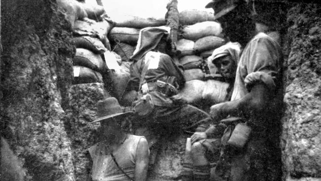 Trench warfare at Gallipoli where the 12th Battalion observation team watched the action by periscope at the southern end of Leane's trench in 1915. Picture: Supplied