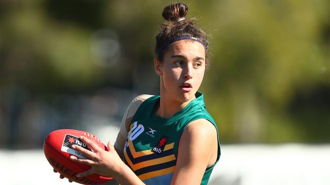 Brenna Tarrant competing at the AFLW under 18s championship on th Gold Coast earlier this year.