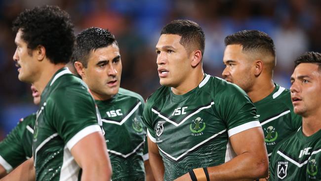 The Maori co-captain Dallin Watene-Zelezniak was a standout early in the All-Stars clash, playing through injury in the first half. Picture: Getty Images.