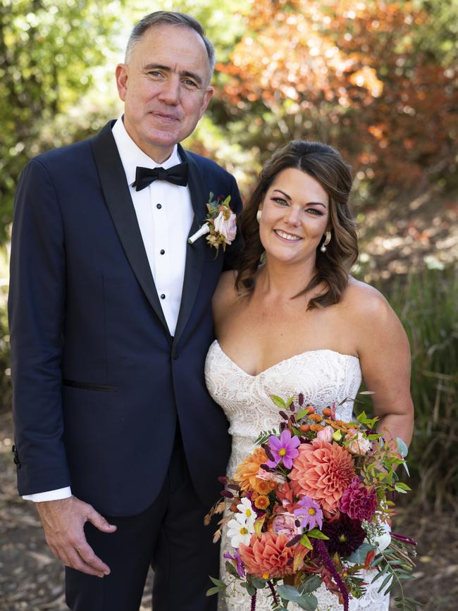 SA Greens Senator Sarah Hanson-Young with her new husband Ben Oquist. Picture: Bentinmarcs Photography