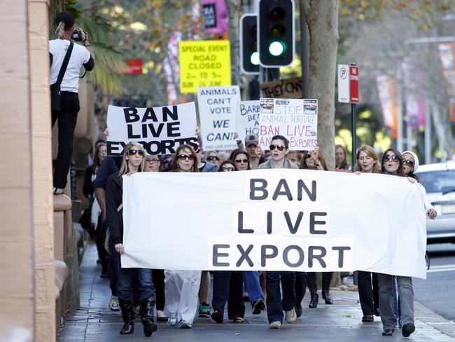 Live animal export protesters in Sydney in 2011.