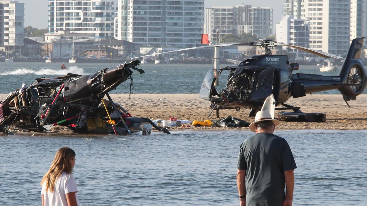 Gold Coast helicopter crash witness describes one taking off and one